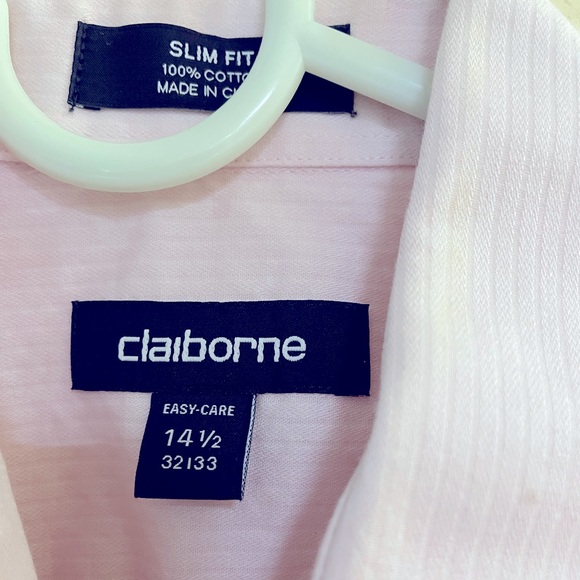 Claiborne Men’s pink dress shirt 14.5 32/33 slim fit easy care - Picture 4 of 4